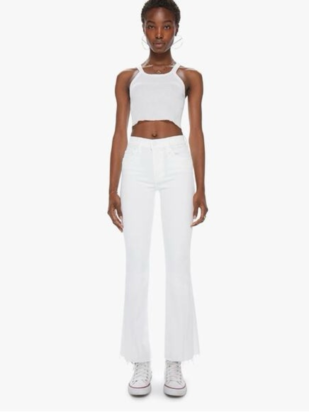 MOTHER The Weekender Fray White Denim Jeans